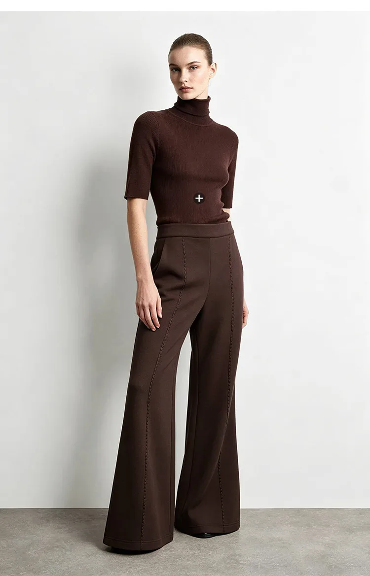 Amii Bootcut Pants Women Slimming Casual Minimalist Stretch Fit Long Trousers 2026 Autumn Embroidered Female Clothing 12613030