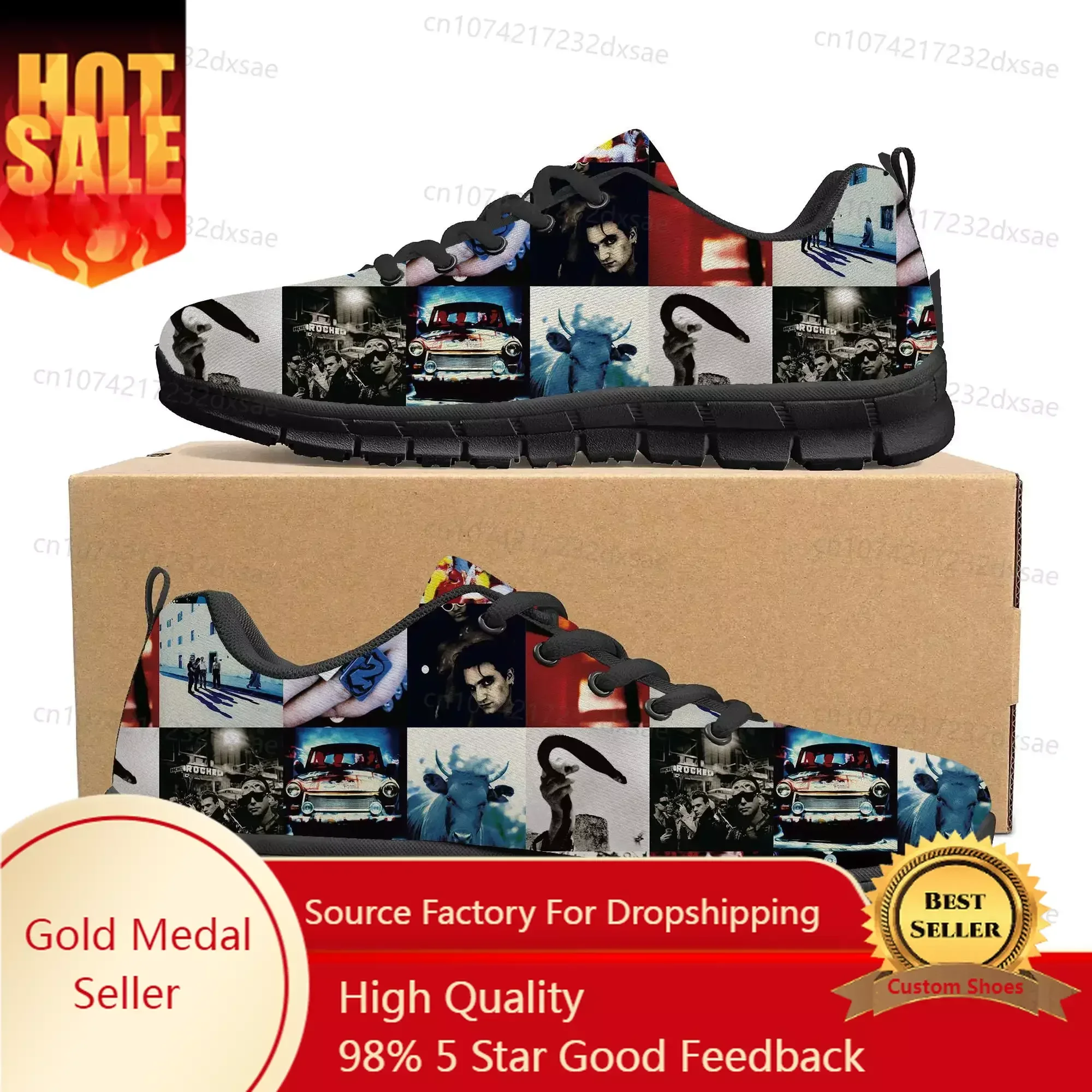 

U2 Rock Band Fashion punk Sports Shoes Mens Womens Teenager Kids Children Sneakers Casual Custom High Quality Couple Shoes