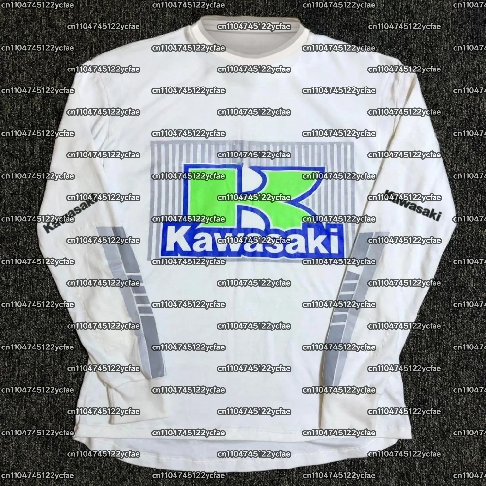 

Джерси с длинными рукавами и логотипом Kawasaki 2025 года, новейший уличный трикотаж, осенняя классическая футболка для взрослых, свободный мотоциклетный трикотаж для тренировок