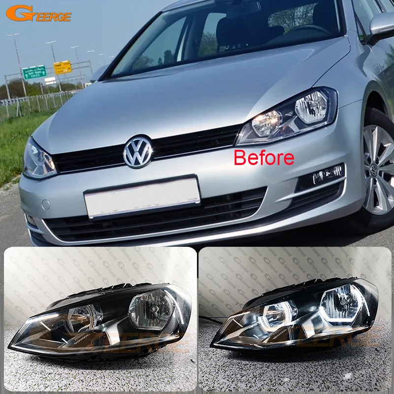 For Volkswagen VW Golf 7 VII MK7 Pre Facelift Ultra Bright Crystal DTM M4 Style Led Angel Eyes Kit Halo Rings Day Light