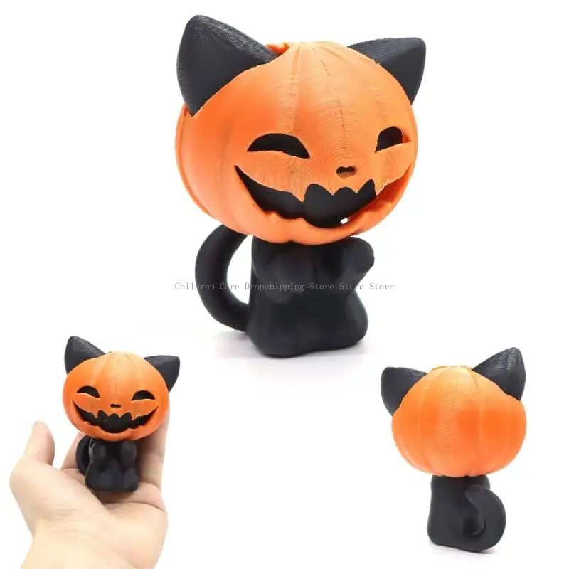 تمثال الهالوين التفاعلي للقطط الصغيرة، مادة آمنة، لعبة مكتبية مصغرة لتخفيف التوتر والديكور المنزلي