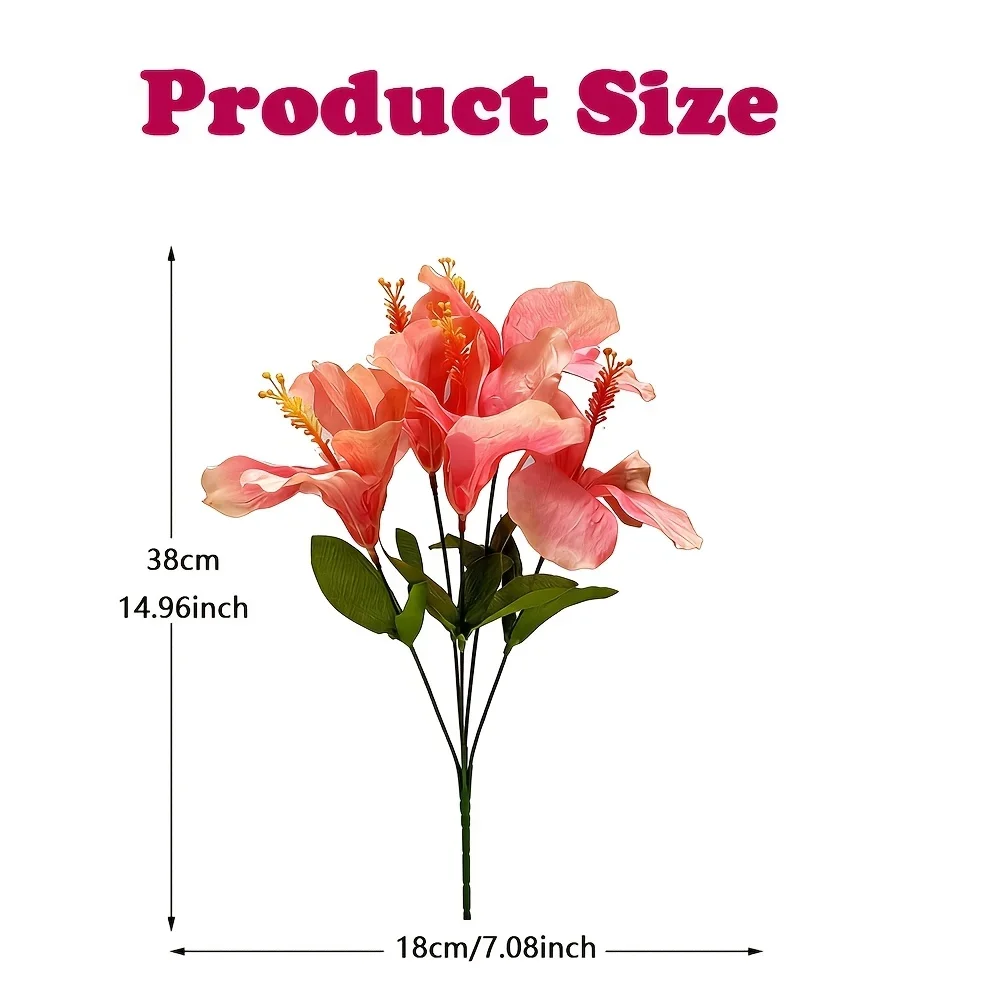 2 Packungen = 10 künstliche Hibiskusblumen, geeignet für Hochzeiten und DIY-Blumenarrangements – Detail 6