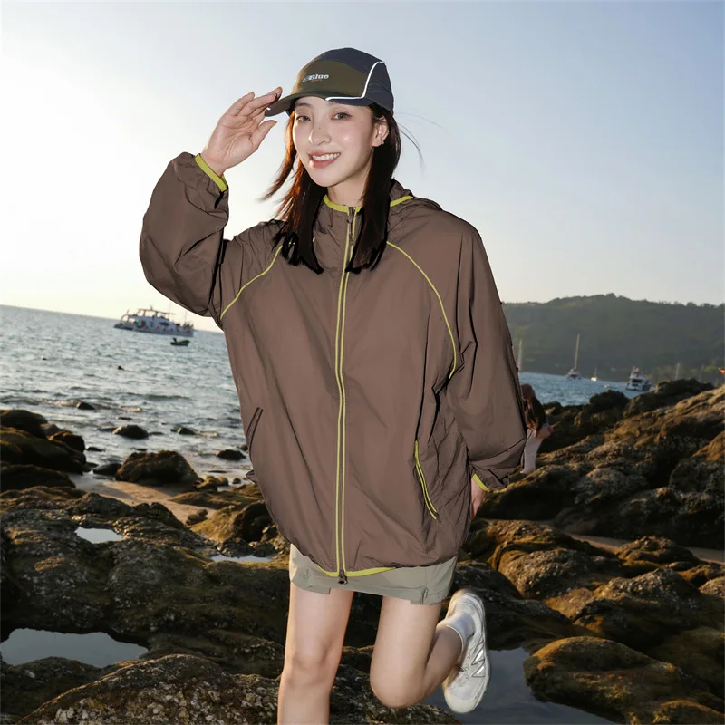 

Outdoor UV Protection Quick Dry Couple Sunscreen Jacket Men Summer UPF100 Ice Silk Sunscreen Clothes Women