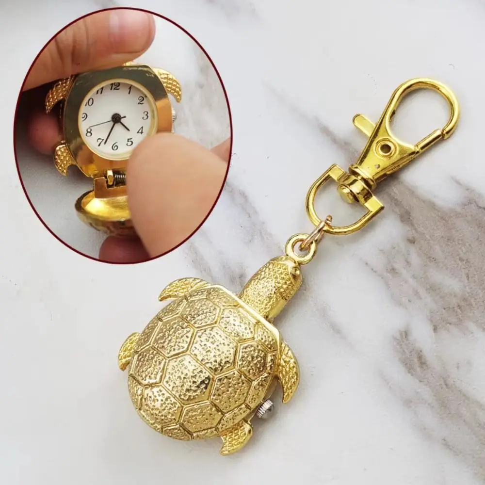 Vintage Alloy Turtle Watch Cartoon Flip Cap Flip Creative Wall Watch Turtle Shape Watch Gift