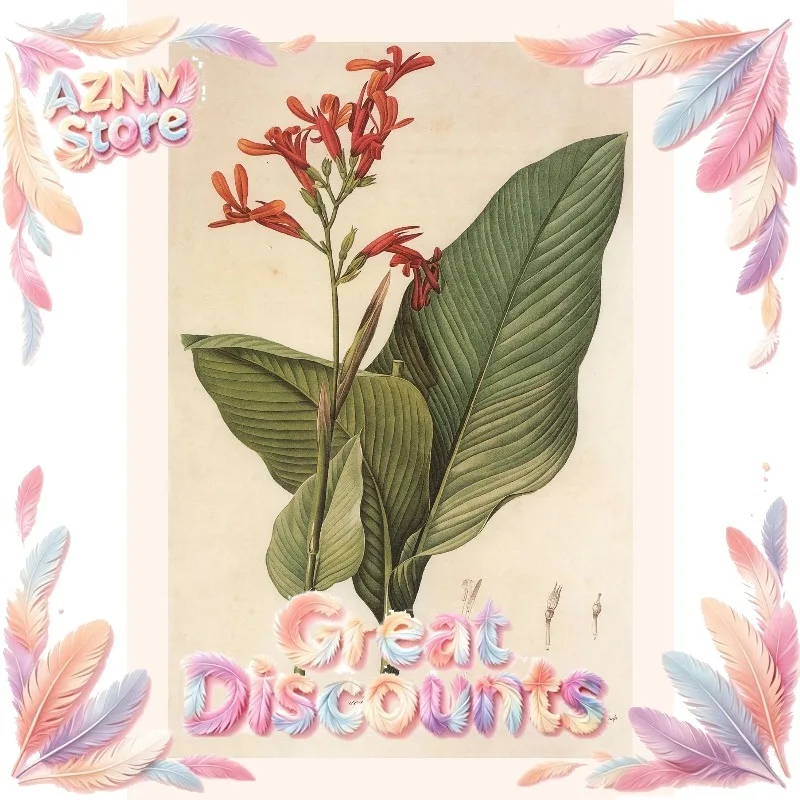 Affiche Murale Vintage Classique : Illustration de Plantes et Fleurs, Peinture sur Toile, Décoration Esthétique pour la Maison 2026