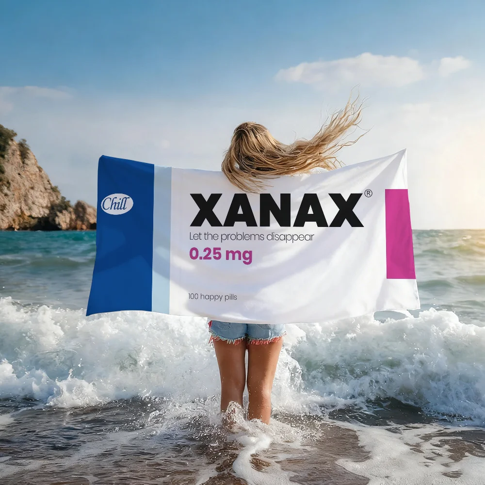 Fun X-XANAXS Happy Pills Towel Shower Sauna Travel Spa Quick Dry Gym Accessories Soft Large Beach Towels