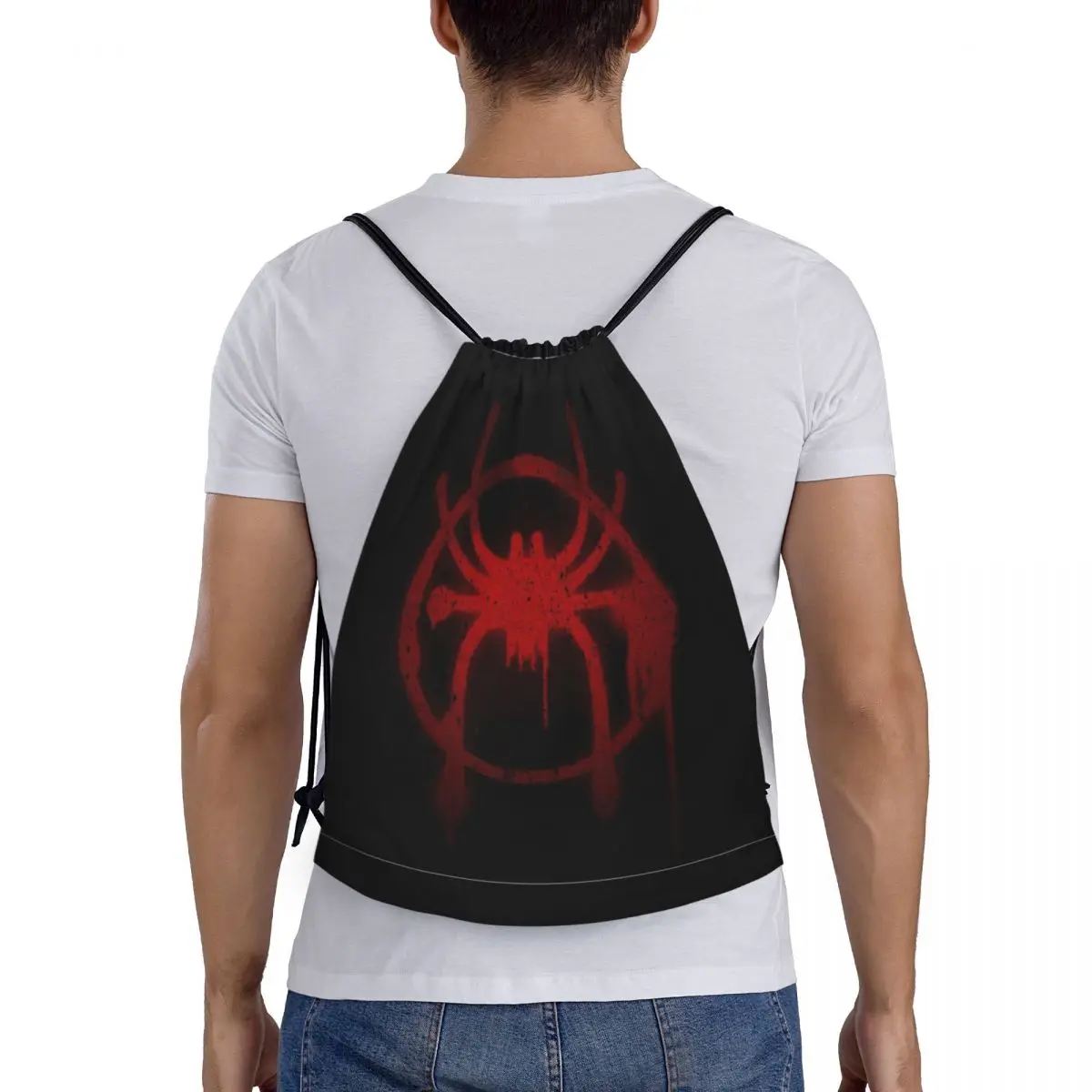 

Miles Morales Spider Symbol Backpacks Casual Portable Drawstring Bags Storage Bag Book Bags For Man Woman School