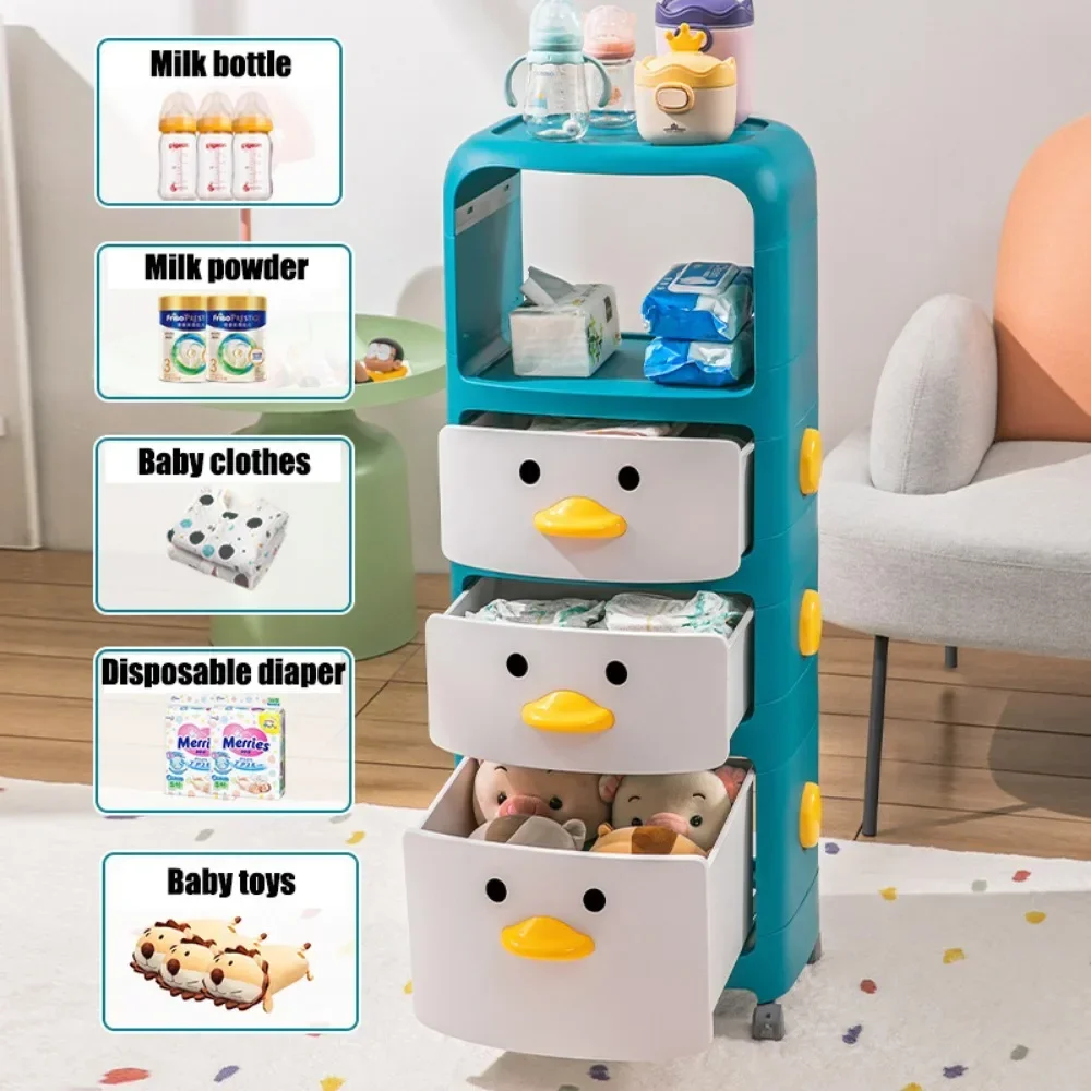 Toy Storage Trolley Storage Box Snack Rack for Children Cartoon Storage Rack Bathroom Closet Organizer Drawer Type Trolley