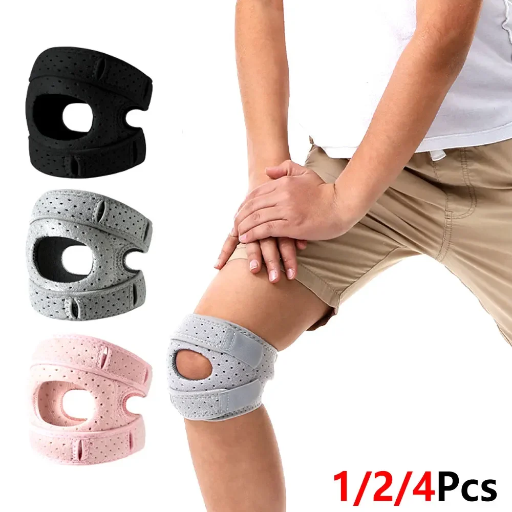 1/2/4Pcs NEW Kids Open Patella Knee Brace, Breathable Perforated Knee Support with Silicone Patella Ring, Dual Adjustable Straps