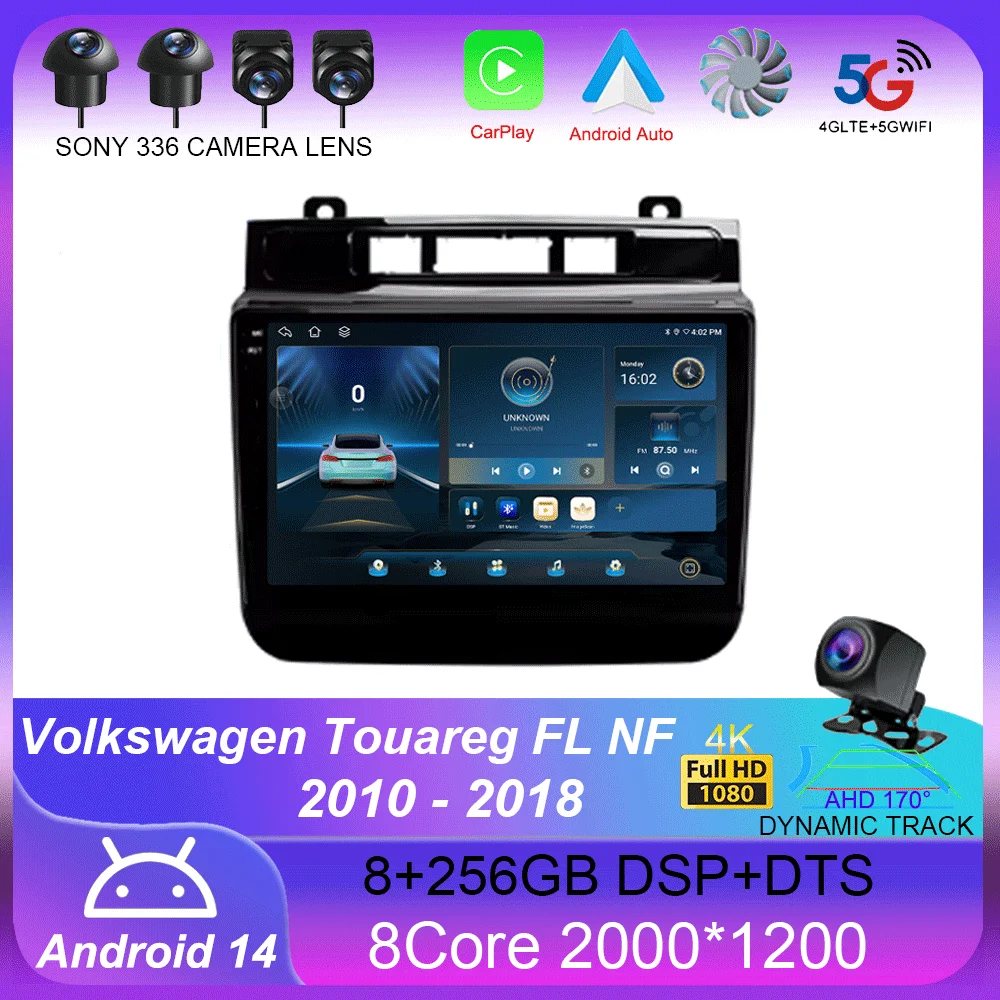 For Volkswagen Touareg FL NF 2010 - 2018 Carplay Auto 4G+WIFI GPS Car Radio Navigation Multimedia Video Player Stereo Android 14