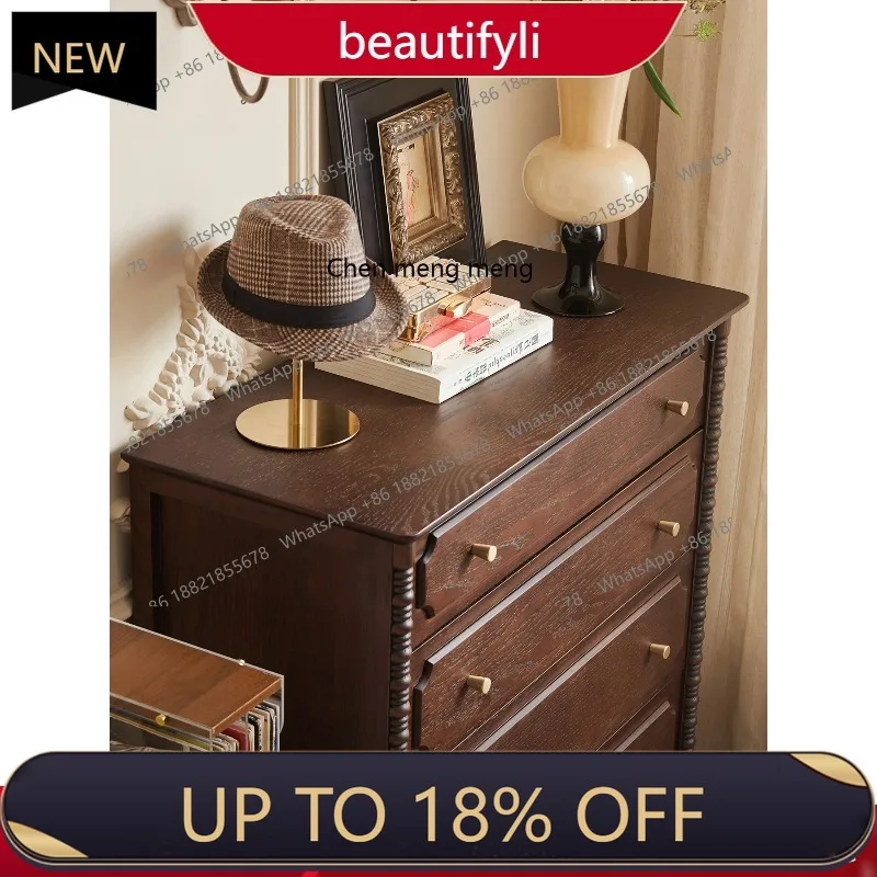

P178 French retro solid wood chest storage cabinet medium and small apartment living room bedroom drawer locker