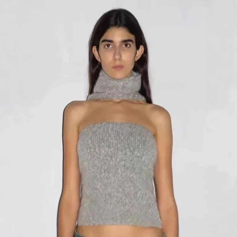 

Жилет из смешанной шерсти из альпаки Paloma, женский весенне-летний висячий топ через плечо, трикотаж для мужчин и женщин...