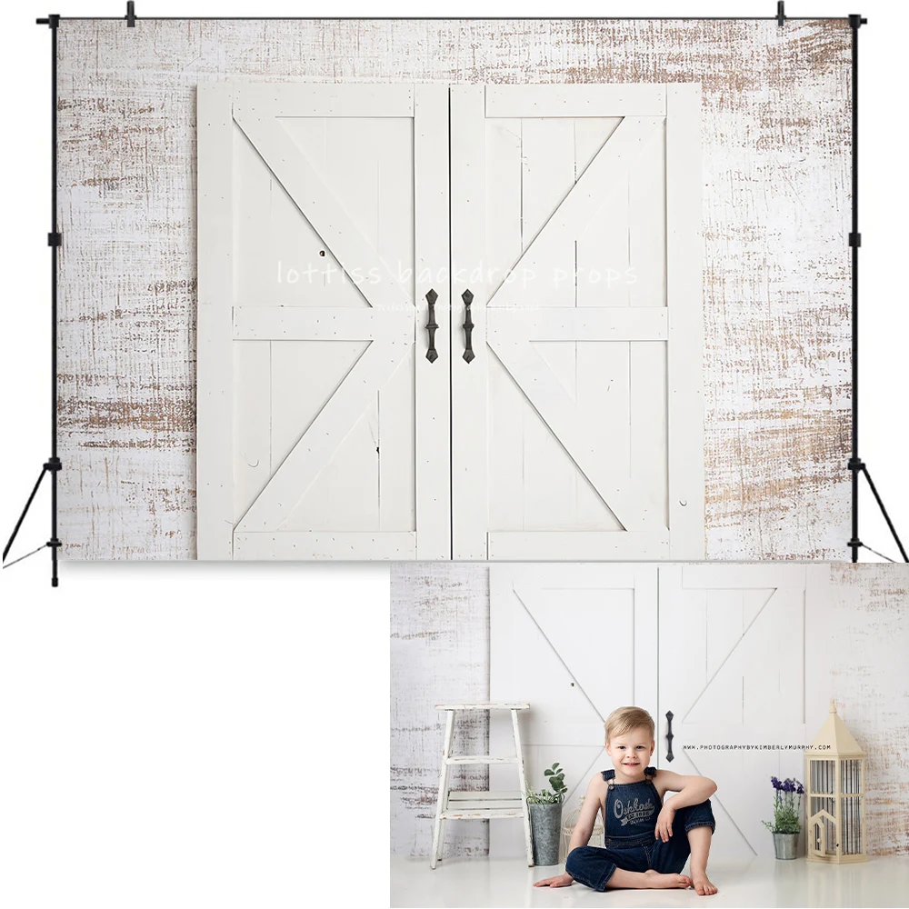 Whitewash Doors Backdrops Kids Baby Photography Props Child Adult Photocall Wooden Door Wall Backgrounds