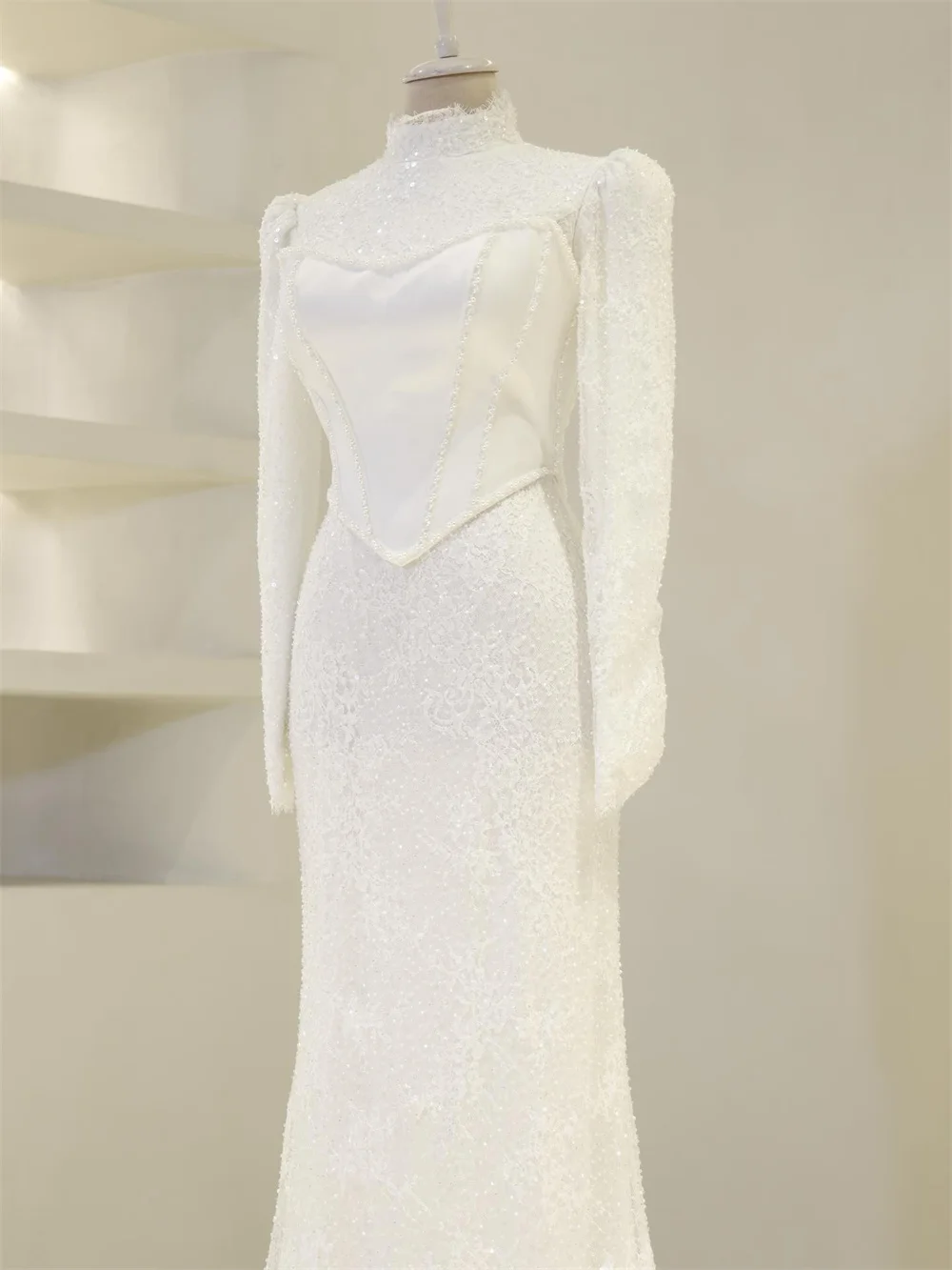 Mila Lace High Neck Prom Dresses Long Sleeve Skinny Customized Formal Evening Elegant Floor-Length Elevestidos de fiesta 2025