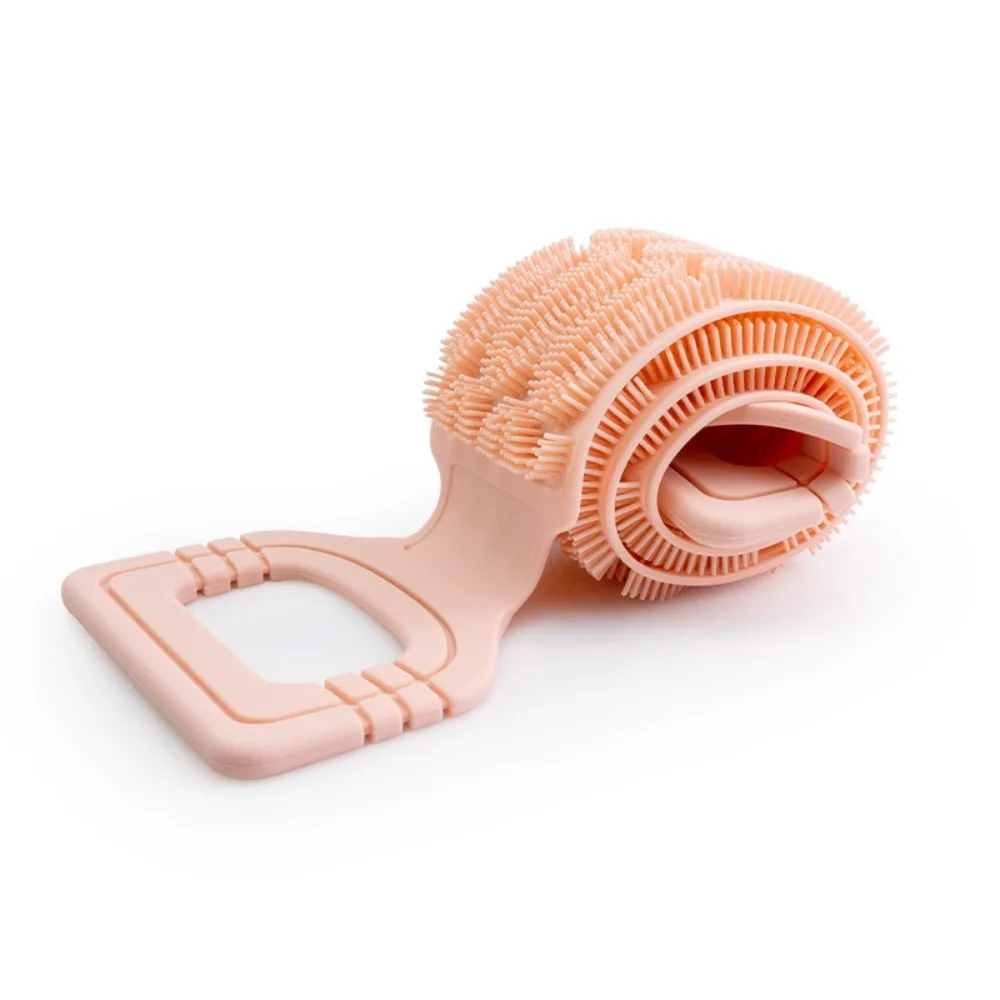 Long Strip Silicone Back Scrubber Towel Double-sided Foldable Bath Rub Towel with Double Handle Extended Bath Scrubber Belt Body