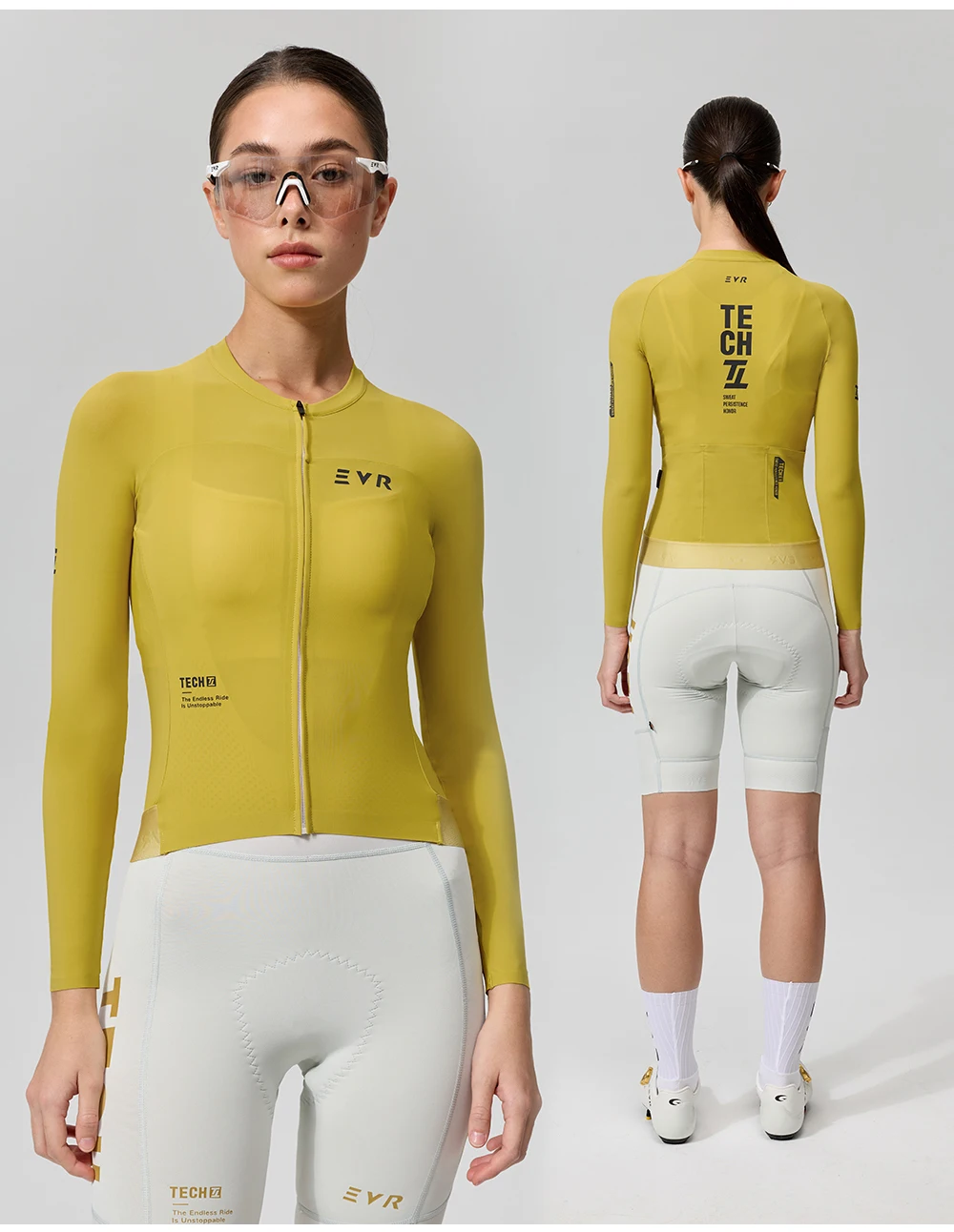 EVR Damen-Rennradtrikot Langarm Sonnenschutz Schnelltrocknend Outdoor-Radtrikot Hochelastisch Atmungsaktiv – Detail 10