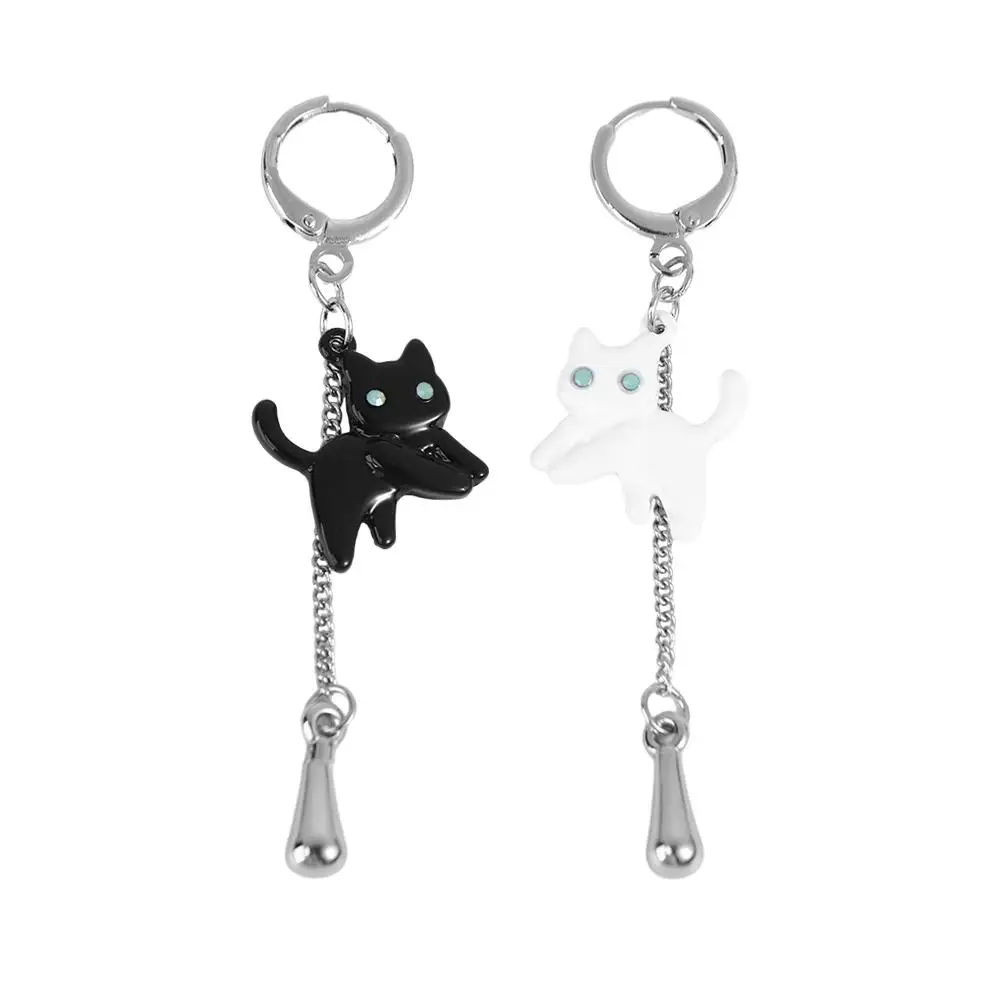 Korean Style Kitten Stud Earrings Women Tassels Asymmetrical Cat Earrings Ear Accessories Fashion Jewelry Gifts Personality