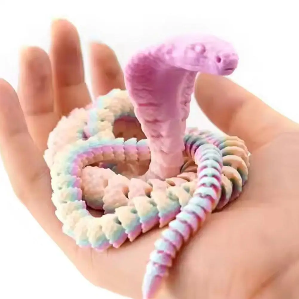 3D 프린트 코브라 뱀 장난감 가동 관절 킹 코브라 재미있는 장난감 시뮬레이션 뱀 장난감 가정 사무실 장식 새해 선물