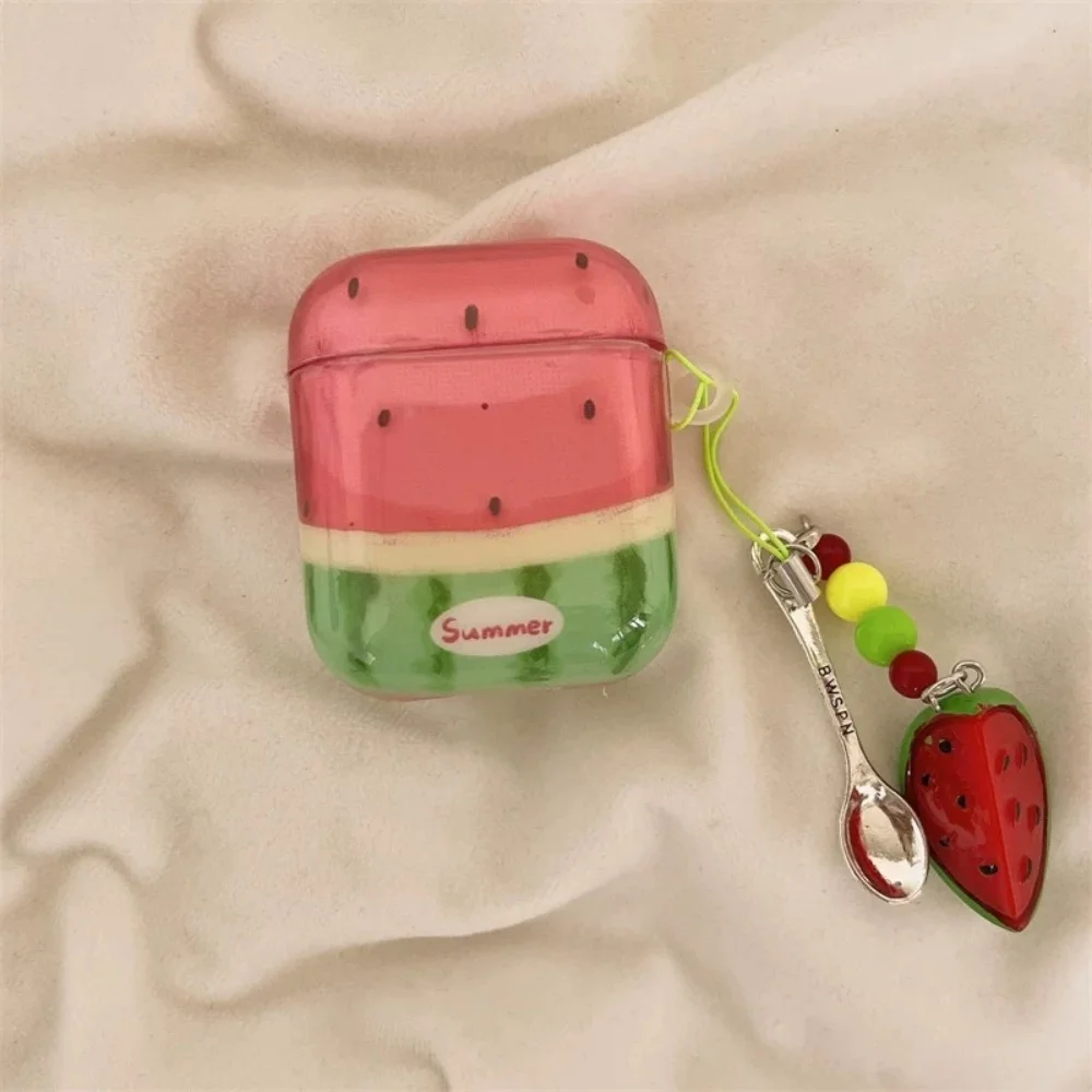 

[TPY 4B41] Summer semi-transparent cute watermelon suitable for apple earphone protective case airpods4 wireless bluetooth