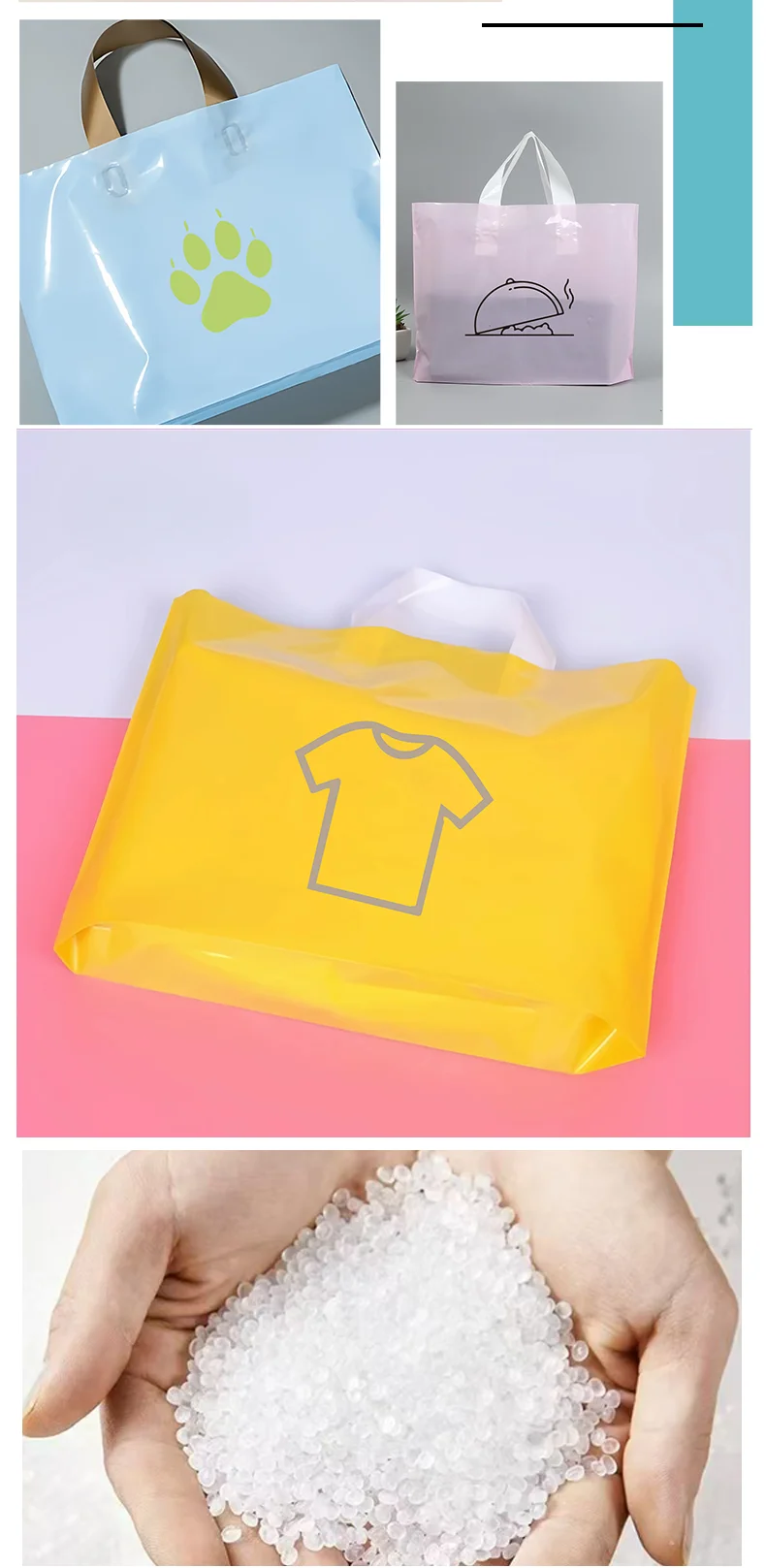 50 Stück Plastik-Einkaufstaschen für Bekleidungsgeschäfte, Verstärkte Geschenktüten, Verpackungstaschen, Unterstützung für individuelles Logo – Detail 2