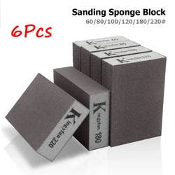 6Pcs/lot  60-220# Wall Grinding Descaling Metal Derusting Clean Sand Sanding Sponges Polishing Blocks Brush Brick Washable Wood