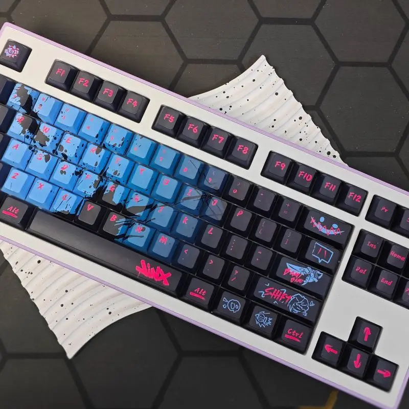 130 Tombol Arcane Jinx Keyboard Keycap Warna BPT Asli Tinggi Kunci Hot Swap Keyboard Mekanis Anime Keycaps Aksesoris