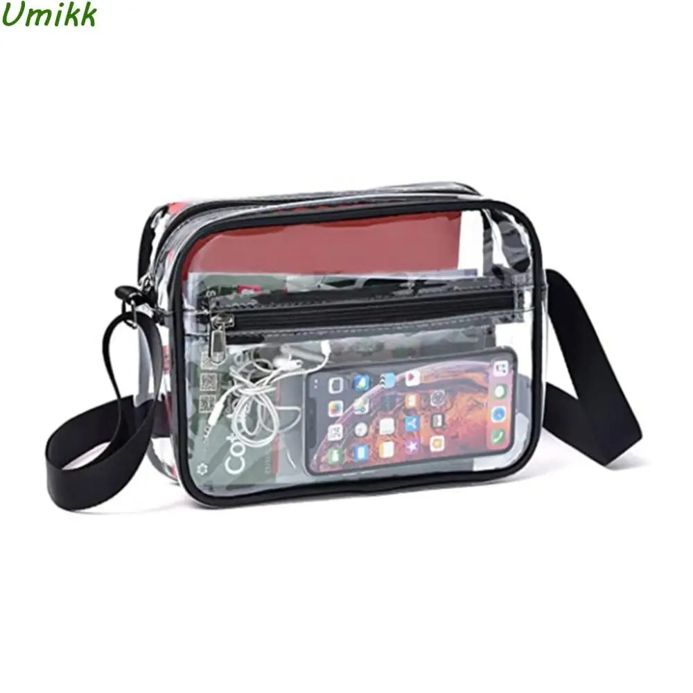 Women Clear Crossbody Bag Summer PVC Transparent Daily Messenger Bags Large Capacity Casual Shoulder Bag Waterproof Sling Purses