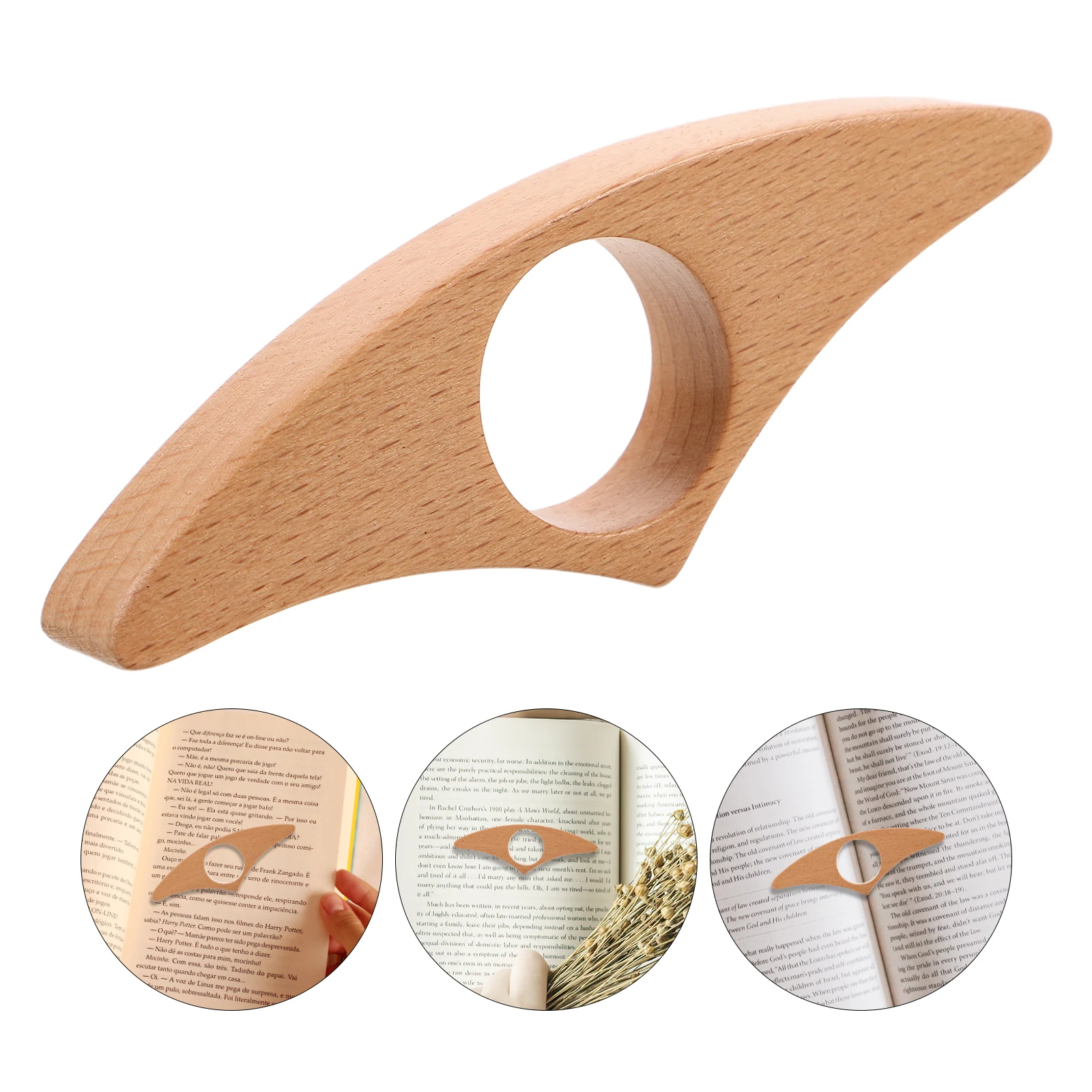 حامل صفحة كتاب الإبهام الخشبي، قارئ حلقي، فتاحات مشبك مرجحة لمحبي الكتب، أدوات القراءة للبالغين