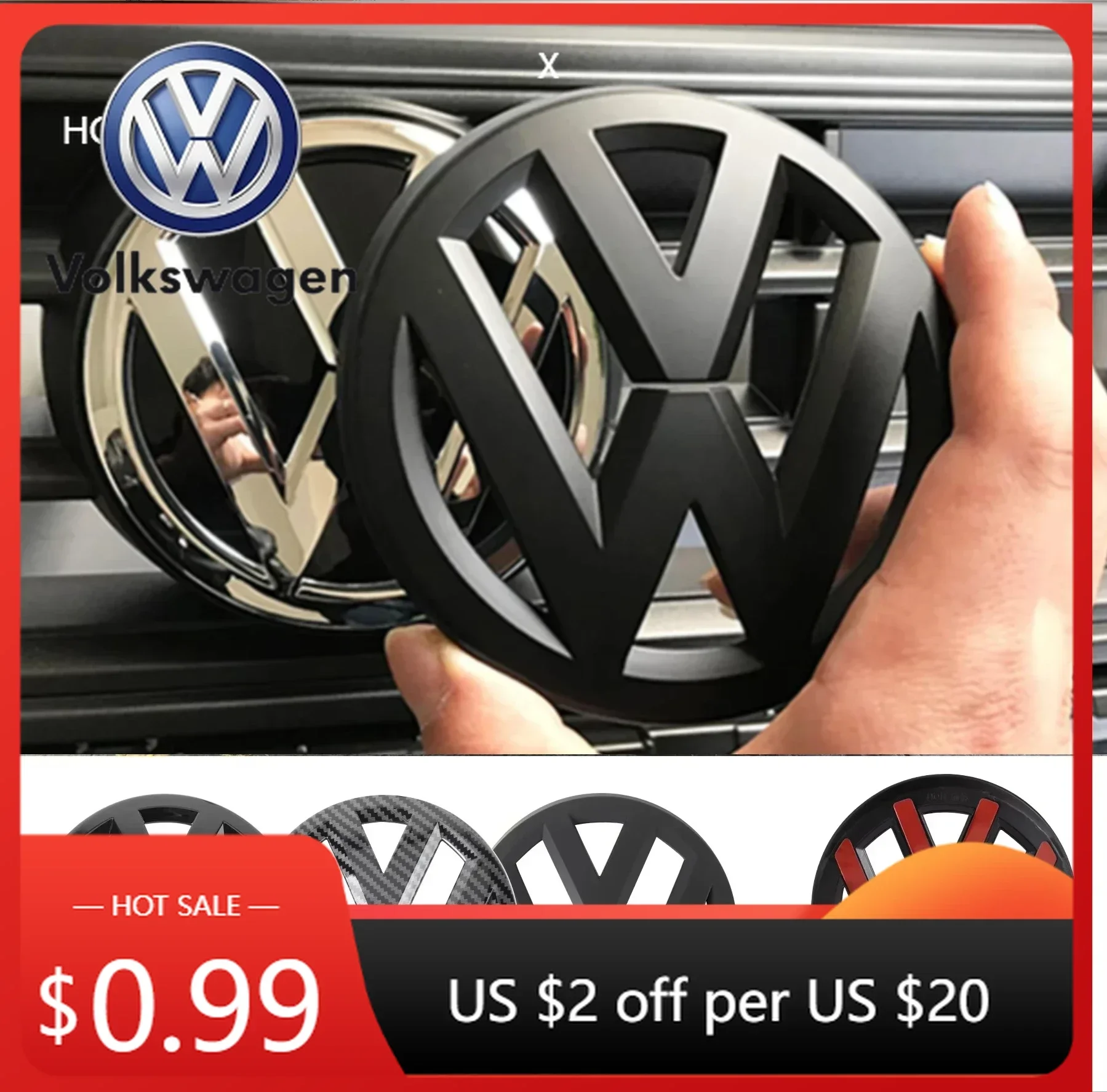 

For VW 2Pcs Car Front Grill/Rear Emblem Lid Covers Logo Sticker For Volkswagen VW GOLF 5 6 7 8 MK5 MK6 MK7 MK8 POLO Scirocco s