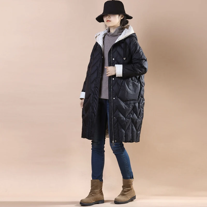 

Winter New Long Women's Down Cotton Contrast Coat Thick Cotton Coat Loose and Warm Fashion Women's Snow Coat Women's Jacket