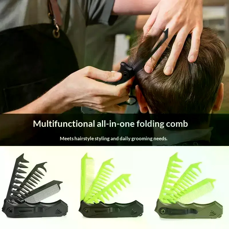 

Multifunctional Portable Folding Pocket Combs Wide Tooth Oil Head Comb Beard Combing Barber Hair Clipper Comb Hair Styling Tools