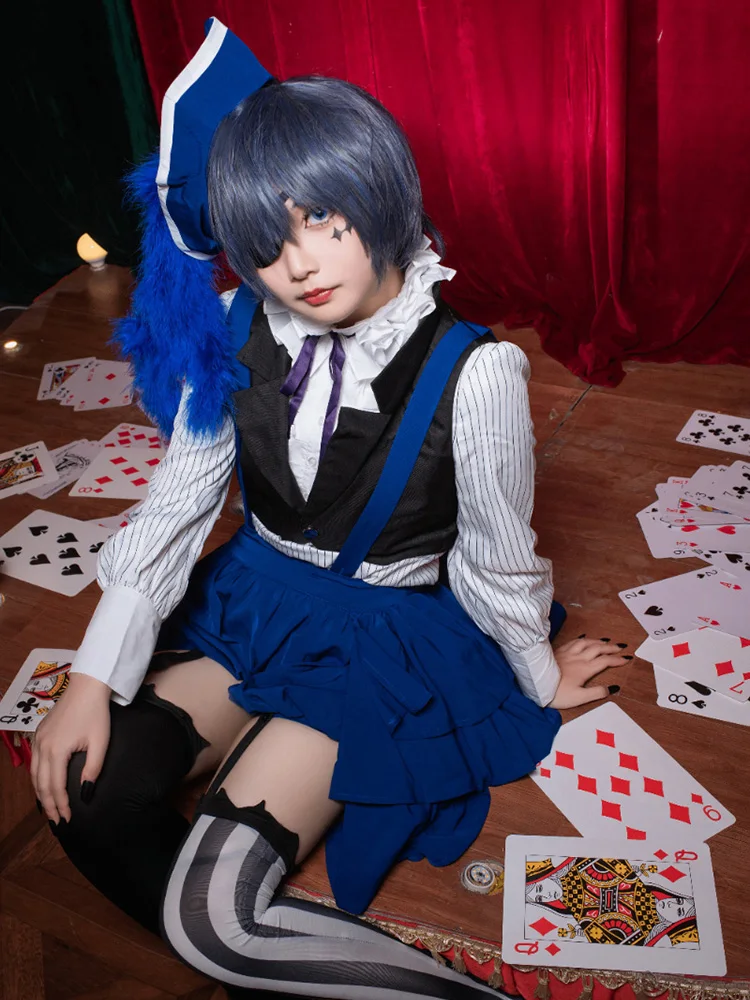 

The Ciel Cosplay Blue Circus Costume Anime Cool Outfit Female Skirt A