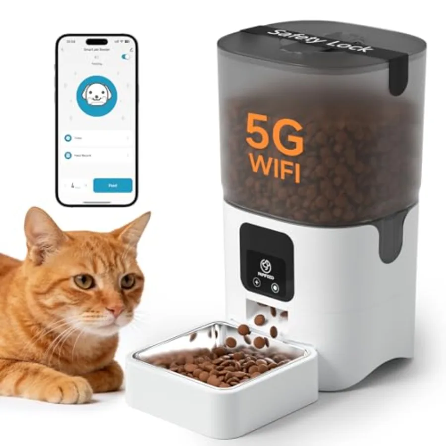 

5G WiFi Automatic Cat Feeders: Smart Automatic Cat Food Dispenser with Slow Feeding Mode Detachable for Easy Cleaning Pet Feede