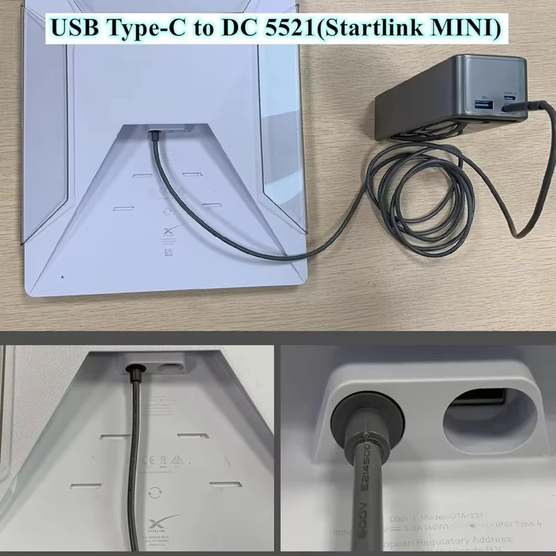 50M Starlink Mini USB C to DC Cable 140W PD 28V 5A 16AWG Fast Charging Wires Customized Length Waterproof Mini DC Charging Cable