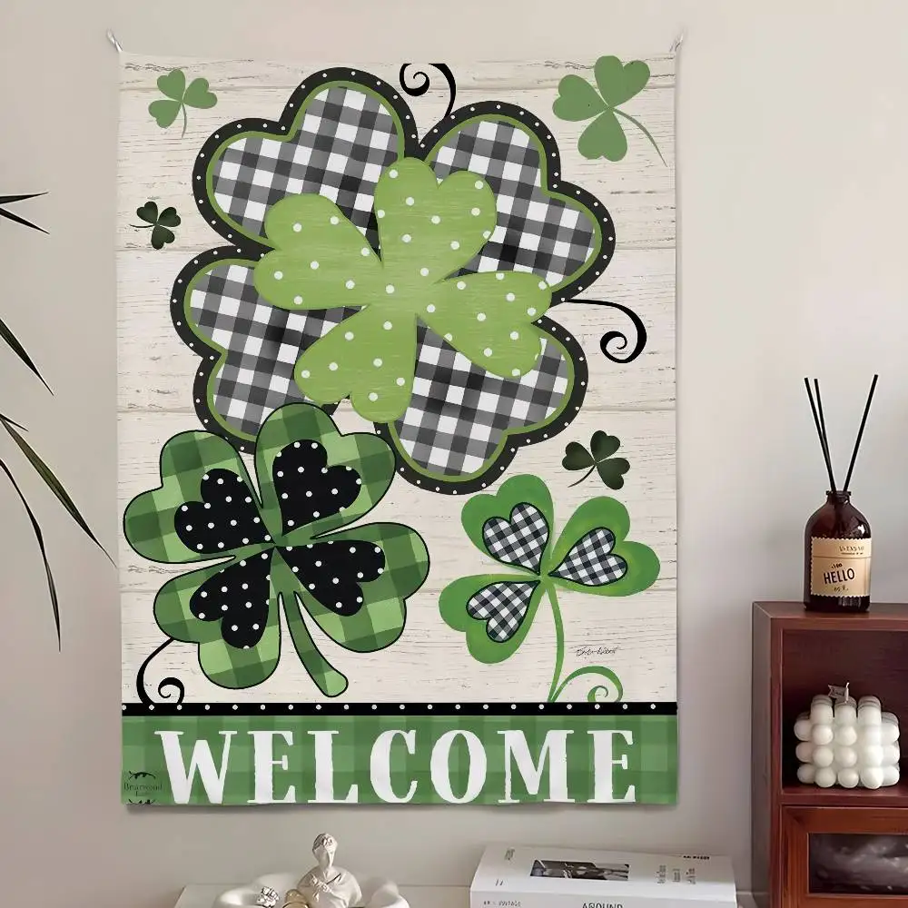 

St. Patricks Day Green Tapestry Bedroom Living Home Decor Bar Outdoor Festival Wall Hanging Decoration Background Art Banner