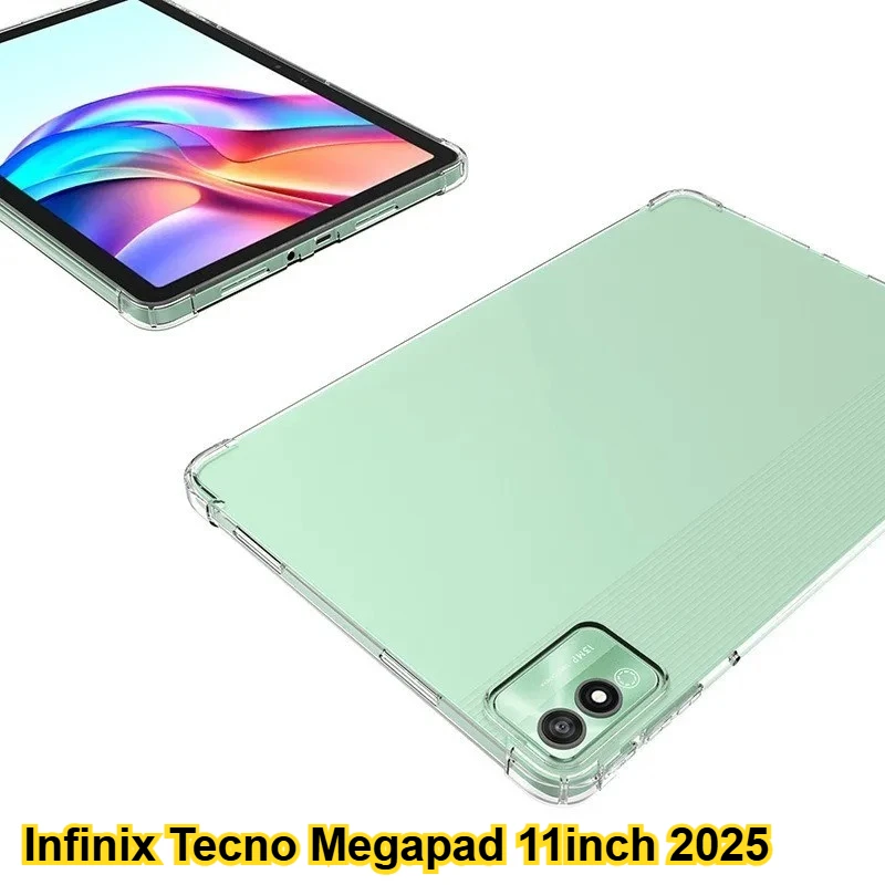 

Ультра HD прозрачный мягкий чехол для планшета из ТПУ для INFINIX Tecno Megapad 11 дюймов, новинка 2025 года, силиконовый противоударный защитный чехол с подушкой безопасности