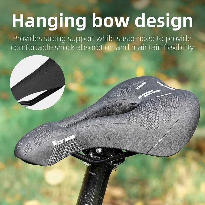 WEST BIKING Ergonomic Bike Saddle Comfortable Memory Foam Bicycle Seat Men Women Hollow Breathable MTB Road BMX Bike Cushion