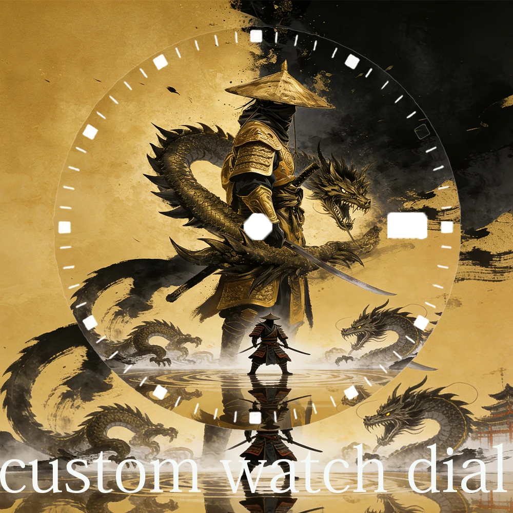 

28.5mm Watch Dial Reflection person nh35 Dial Green Luminous Color Printing Custom Watch Face Fit NH35/36 Movement Watch Parts ﻿