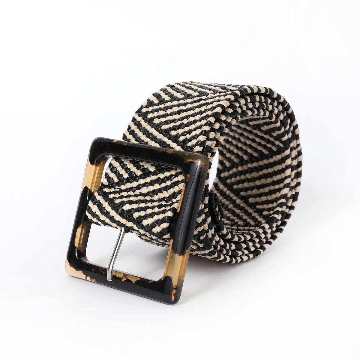 Vintage Bohemian Style Woven Square Buckle Wide Women's Belt