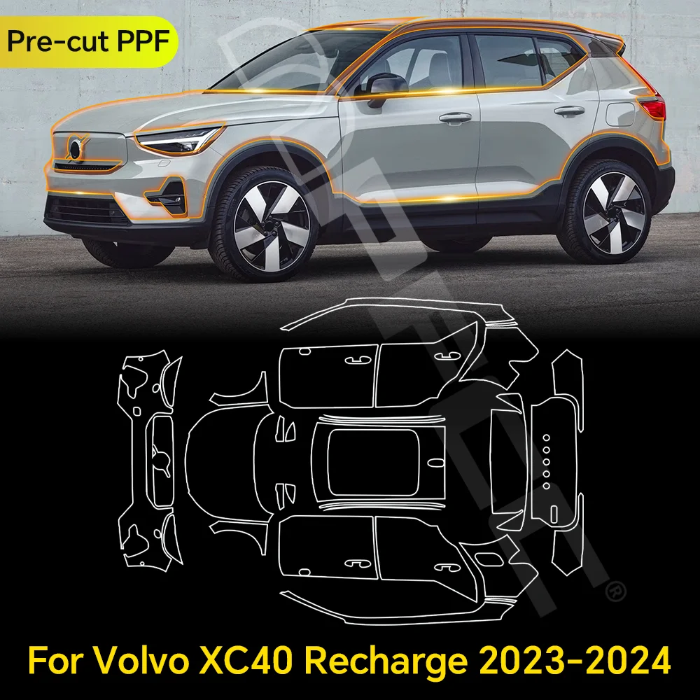 

For Volvo XC40 Recharge 2023-2025 TPU Paint Protection Film Clear Bra Car Body Anti-scratch Pre-cut PPF Resistant Invisible Kit
