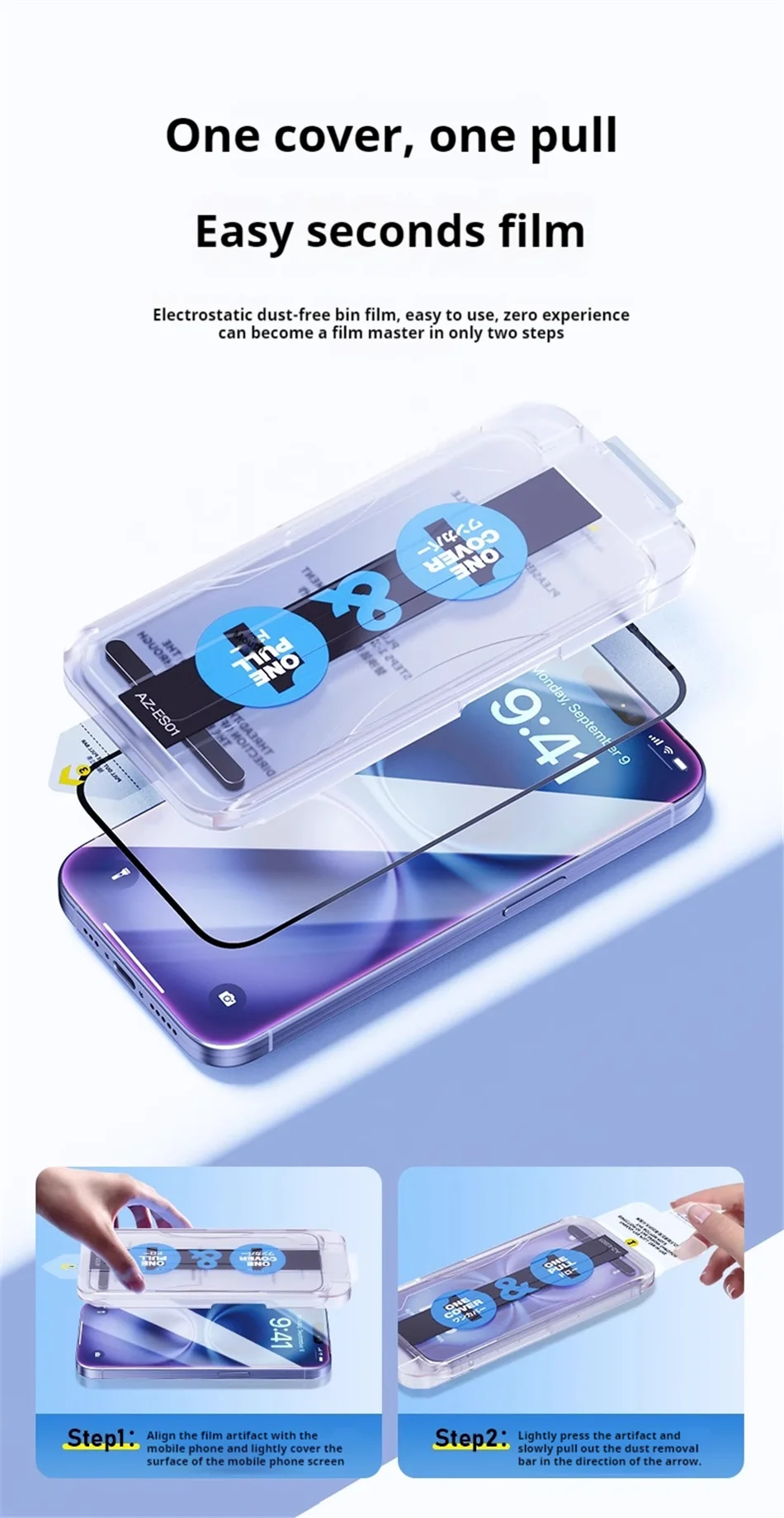 REMAX – einfach anzubringendes, staubfreies Schutzglas für iPhone 18 Pro, 18 Pro Max, iPhone 17, 17 Pro, 16/15 Serie – EIN DECKEL, EIN ZUG – Detail 3