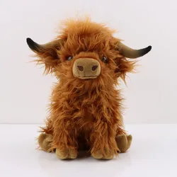 Simülasyon yayla inek peluş oyuncak yumuşak doldurulmuş hayvan oyuncak gerçekçi yayla inek Kawaii çocuklar hediye oyuncak kızlar doğum günü hediyesi