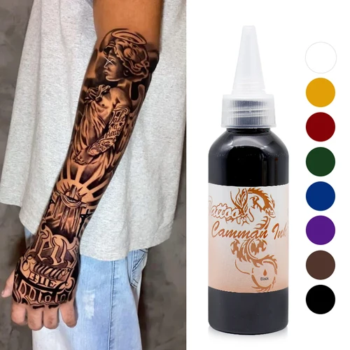 Imagen 1 del producto Tinta de tatuaje GINZO de 8 colores para arte corporal, aerógrafo temporal, pigmento de maquillaje semipermanente, suministros de tatuaje