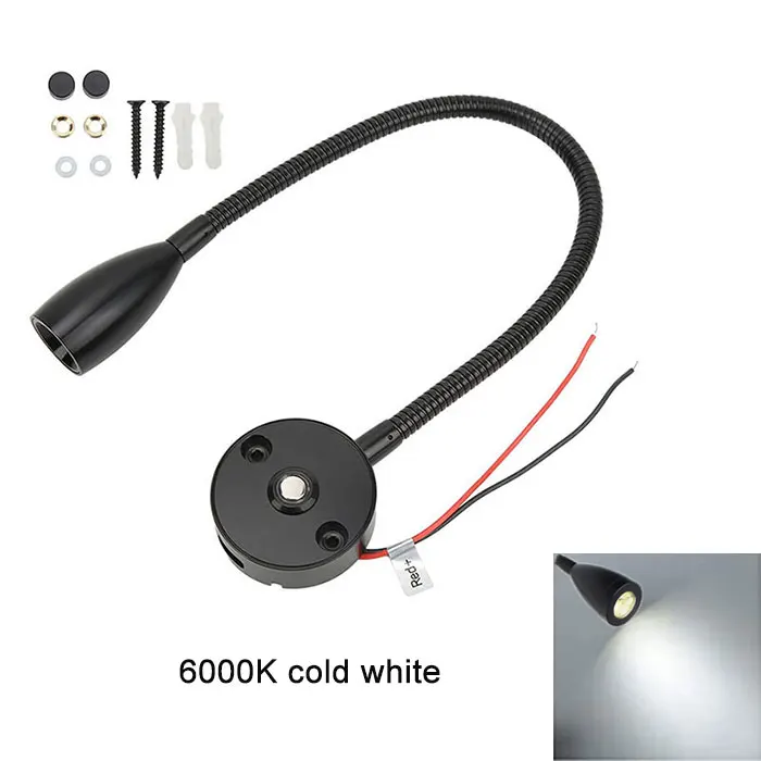 GY DC12V 24V LED dimmbare Leseleuchte 40cm lange Schwanenhals-Wandleuchte für Wohnmobil, Van, Reiseanhänger, LKW, Boot, Innenbeleuchtung 6