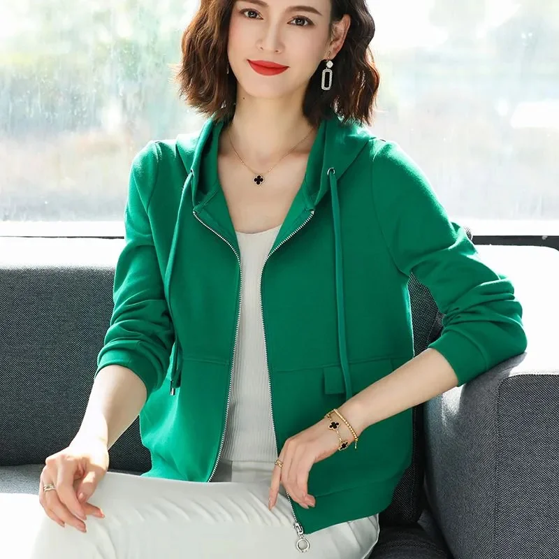 

Спортивная рубашка с капюшоном, женская куртка, весна-осень 2024, новое пальто, свободная верхняя одежда, пальто для мамы, женский кардиган, топы