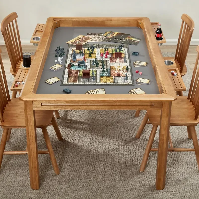 Board Game Table with Removable Table Top Seats 4 to 6 Players with 57in x 33in Play Area Includes Play Mat Detachable Cup