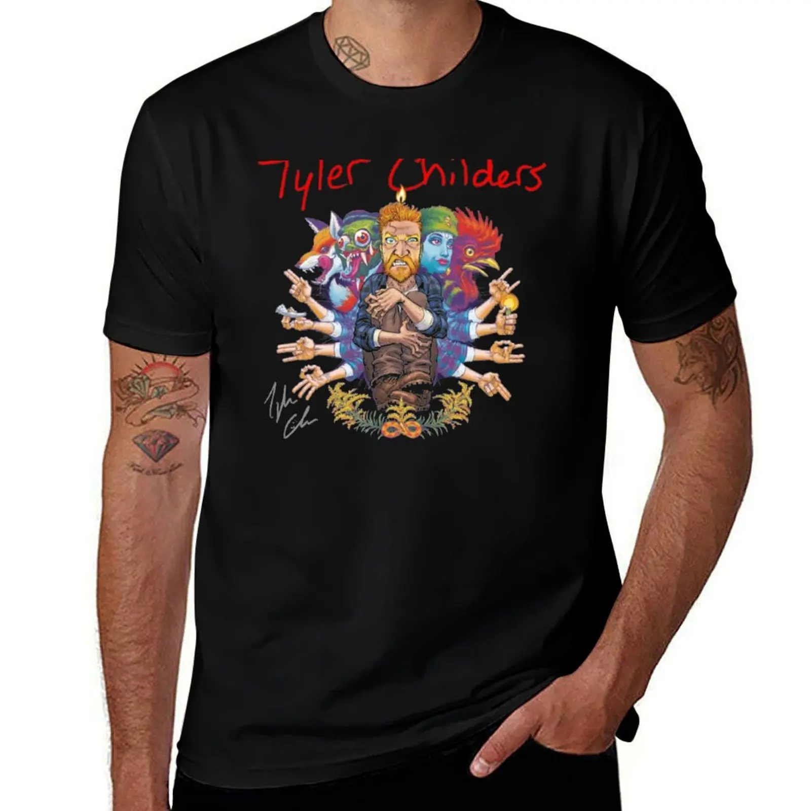 Exclusive tylerchilders with signature T-Shirt essential t shirt blacks graphic tee shirt t shirts for men cotton