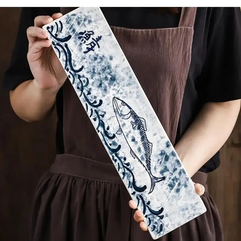 

16-inch Plates Rectangle Sushi Plate Kitchen Dinner Set and Dishes Home Breakfast Pastry Tray Japanese Cuisine Flat