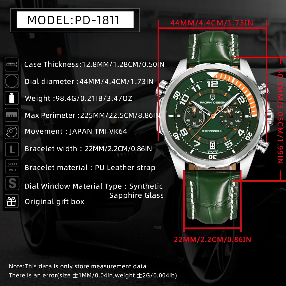 2026 New PAGANI DESIGN Mens Watches Luxury VK64 Chronograph Quartz Watch Men Super Luminous AR Sapphire Waterproof Gift watch view 6