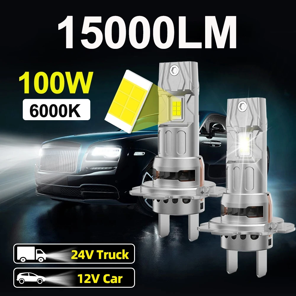 

High Power 120W LED Headlights H7 Single Beam Turbo Fan Auto Light 1:1 6000K White DC12V Headlamp Bulbs